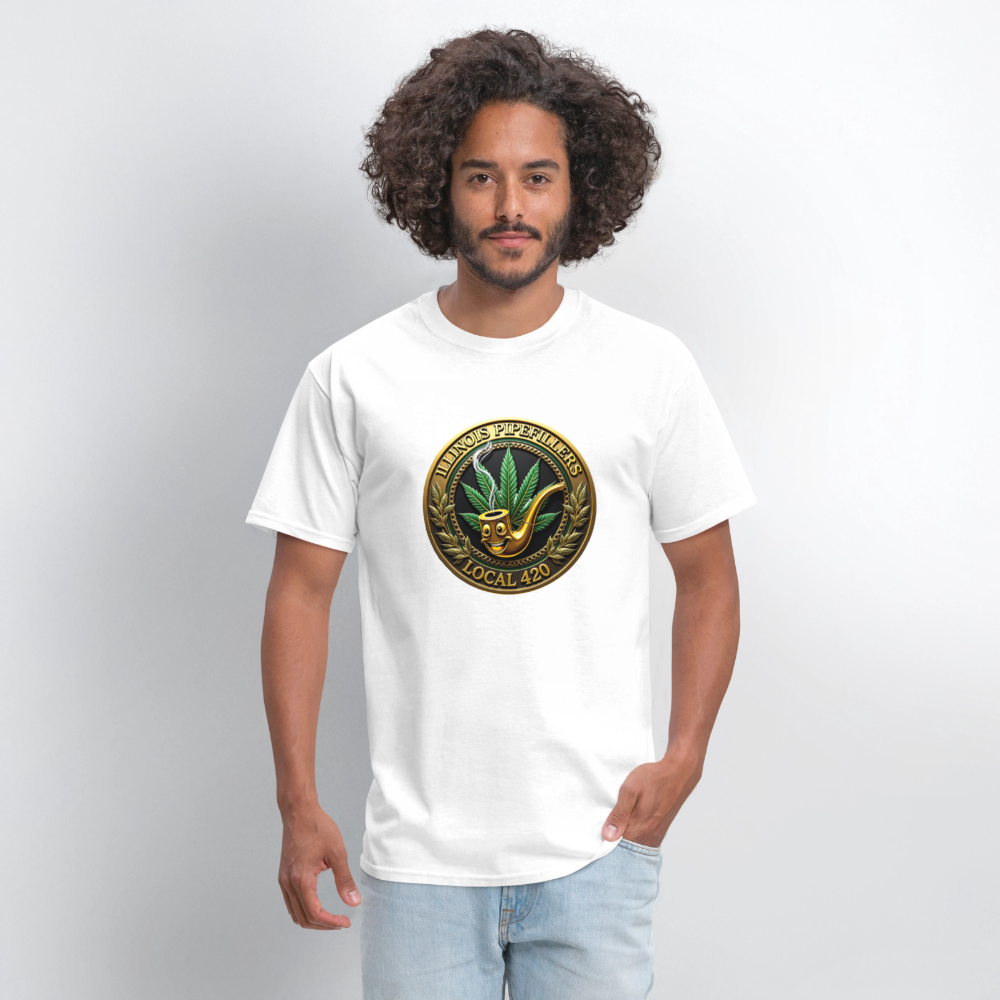 ILLINOIS PIPEFILLERS LOCAL 420 Men's T-Shirt | - white
