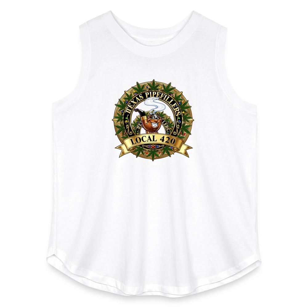 TEXAS PIPEFILLERS LOCAL 420 F/B DESIGN Women's Curvy Relaxed Tank Top - white