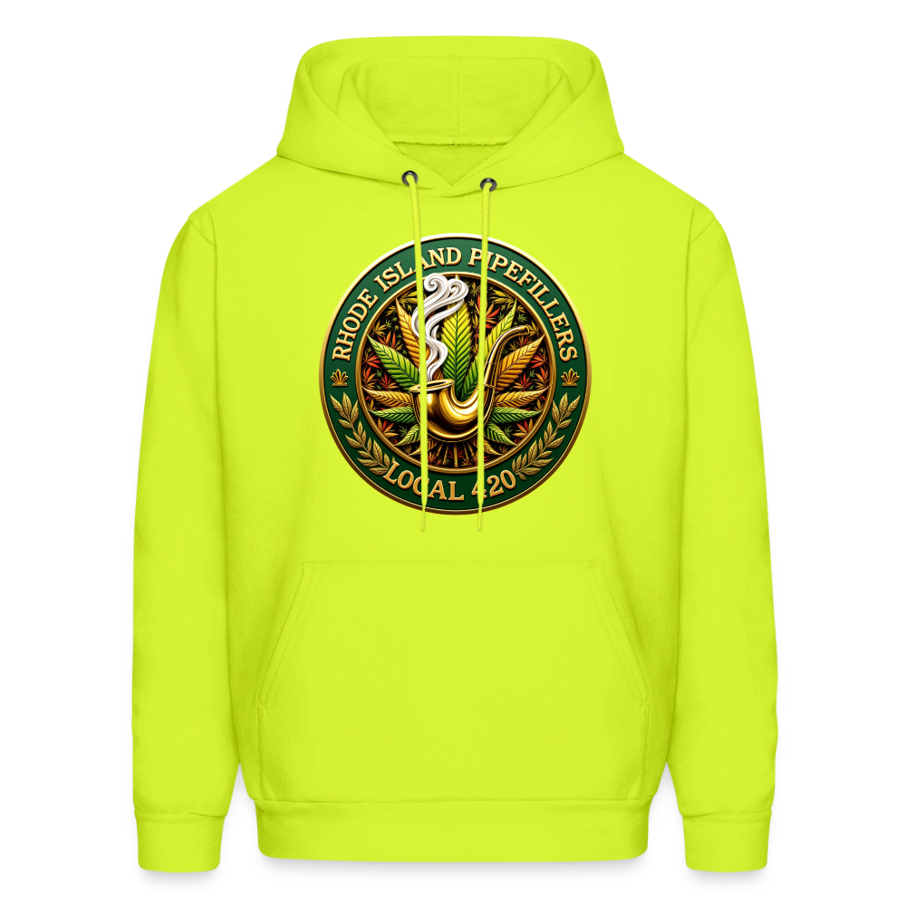 RHODE ISLAND PIPEFILLERS LOCAL 420 F/B DESIGNS Men's Hoodie - safety green