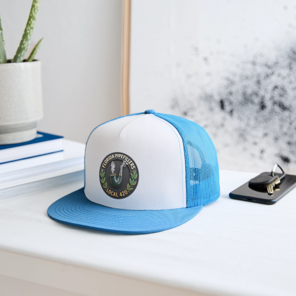 FLORIDA PIPEFILLERS LOCAL 420 Trucker Hat - white/blue