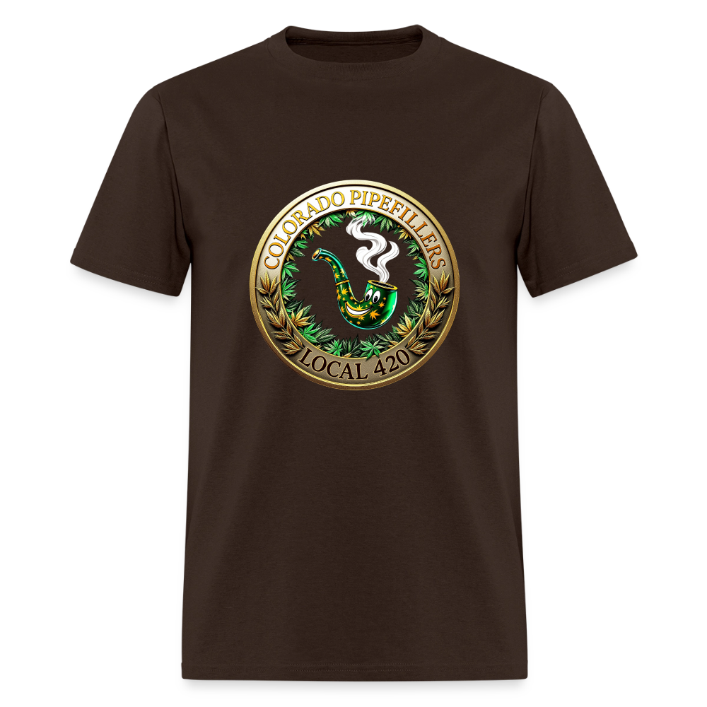 COLORADO PIPEFILLERS LOCAL 420  Men's T-Shirt - brown