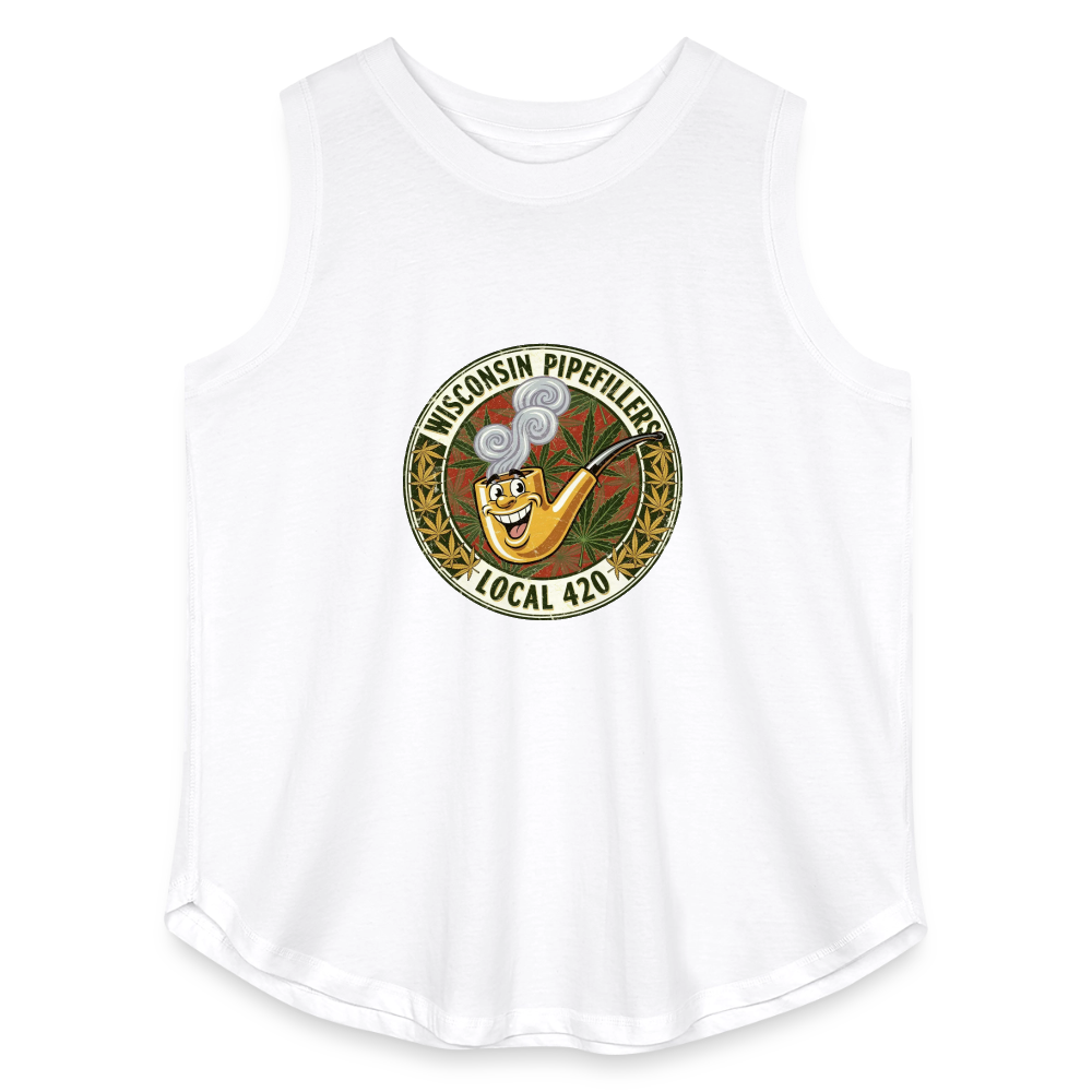 WISCONSIN PIPEFILLERS LOCL 420 Women's Curvy Relaxed Tank Top - white