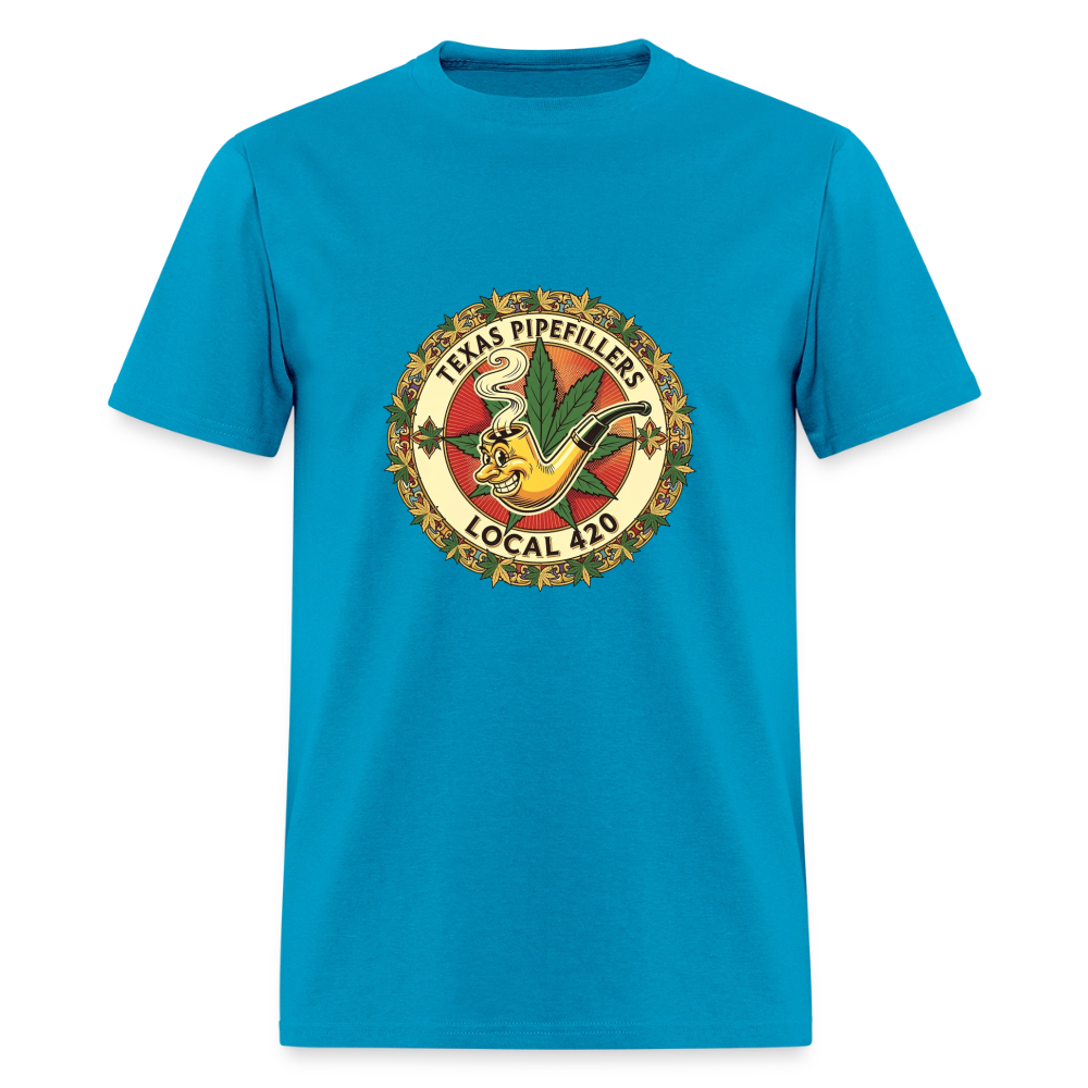 TEXAS PIPEFILLERS LOCAL 420  Men's T-Shirt - turquoise