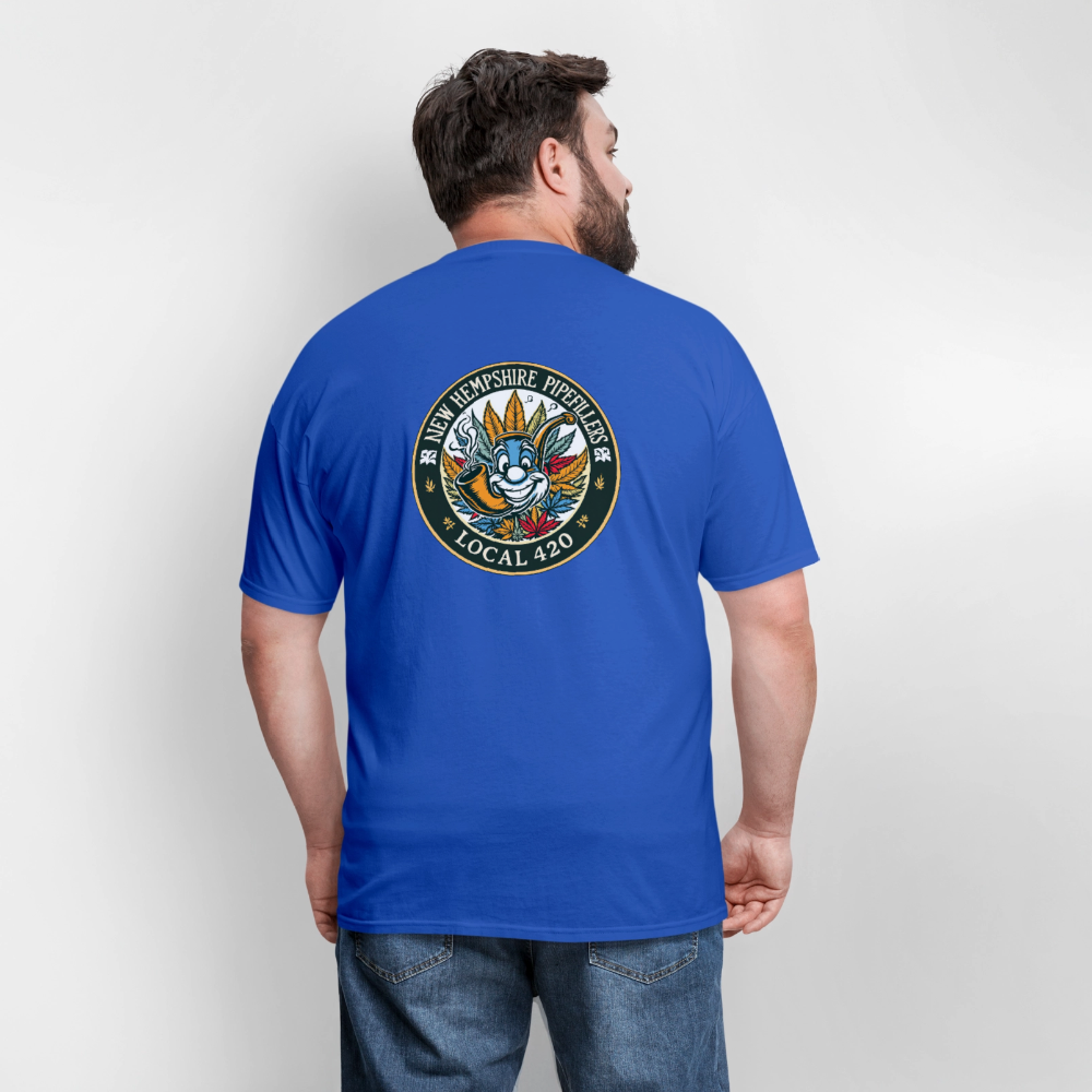 NEW HEMPSHIRE PIPEFILLERS LOCAL 420 2 EMBLEM Men's T-Shirt - royal blue