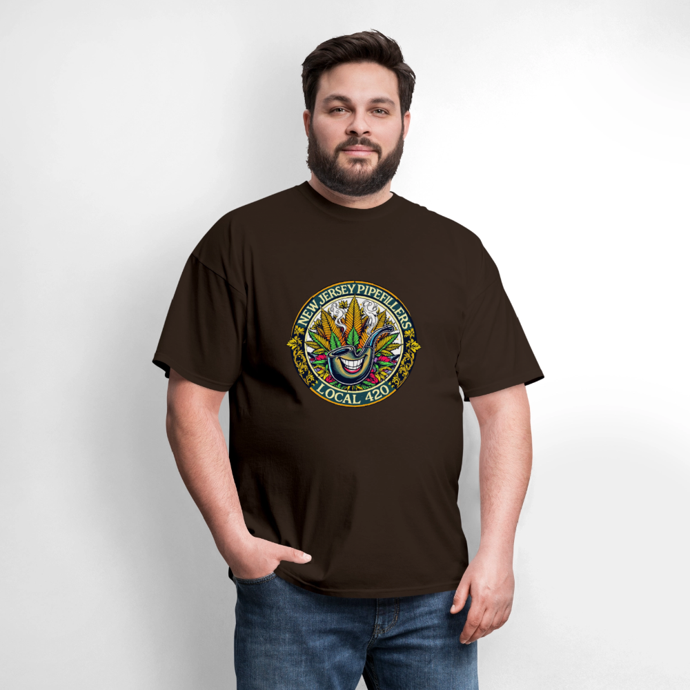 NEW JERSEY PIPEFILLERS LOCAL 420 F/B DESIGN Men's T-Shirt - brown