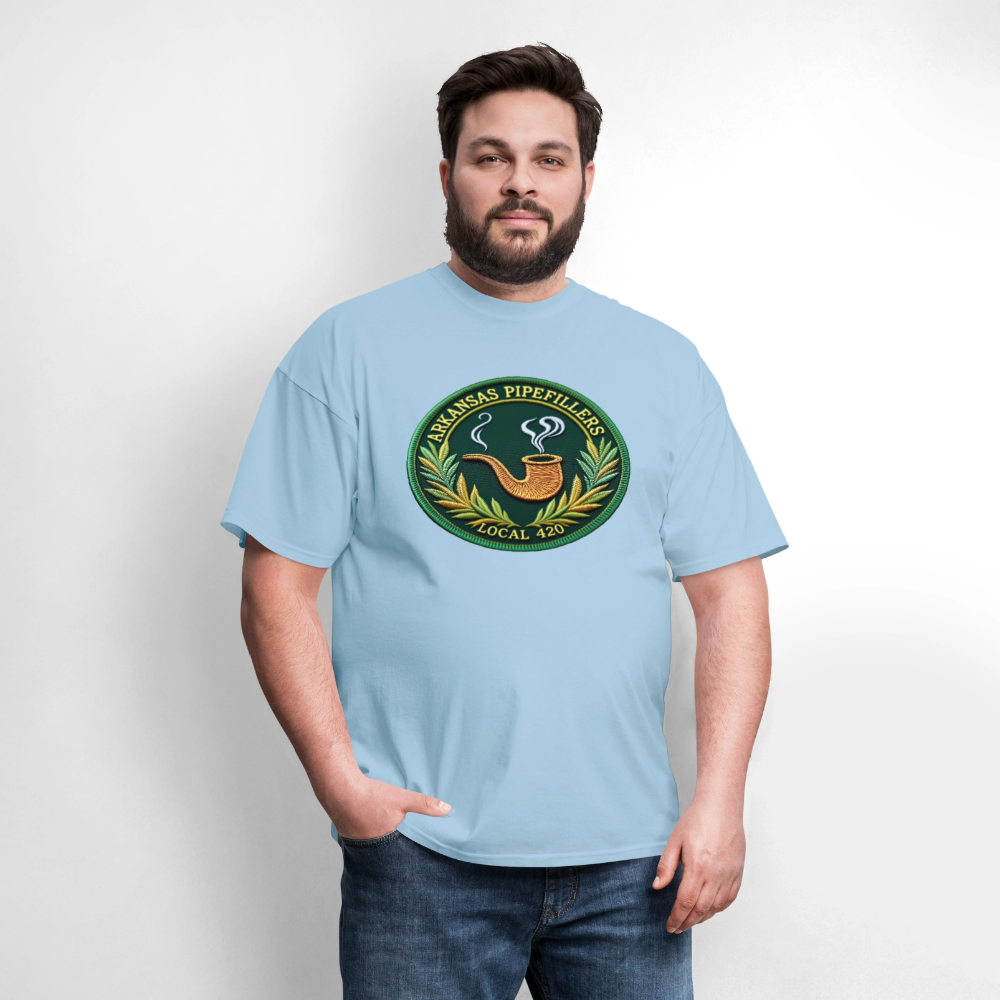 ARKANSAS PIPEFILLERS LOCAL 420 F/B EMBLEMS  Men's T-Shirt - powder blue