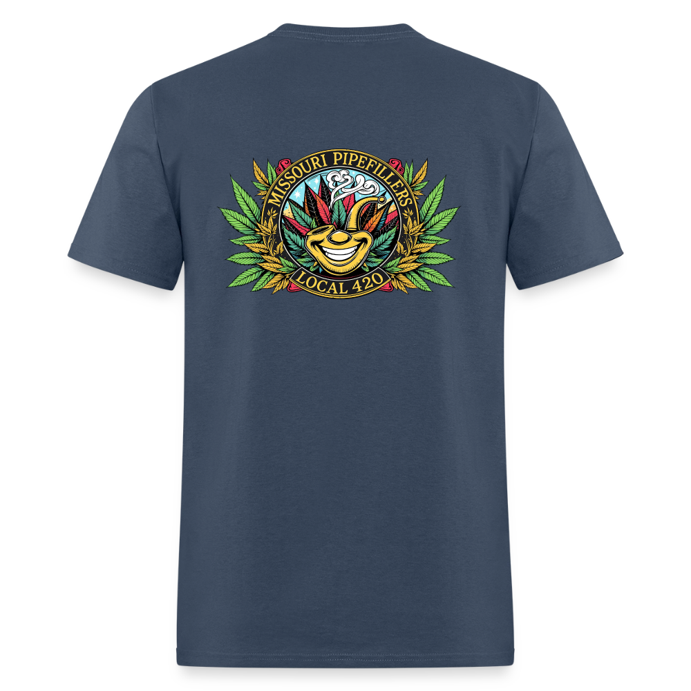 MISSOURI PIPEFILLERS LOCAL 420  F/B DESIGNS  Men's T-Shirt -  blue dusk