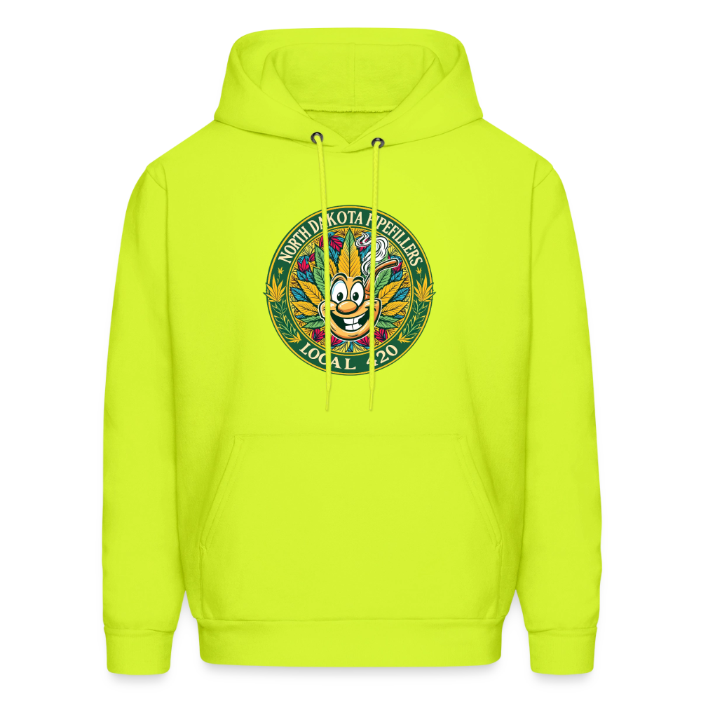 NORTH DAKOTA PIPEFILLERS LOCAL 420 F/B 2 DESIGNS Men's Hoodie - safety green