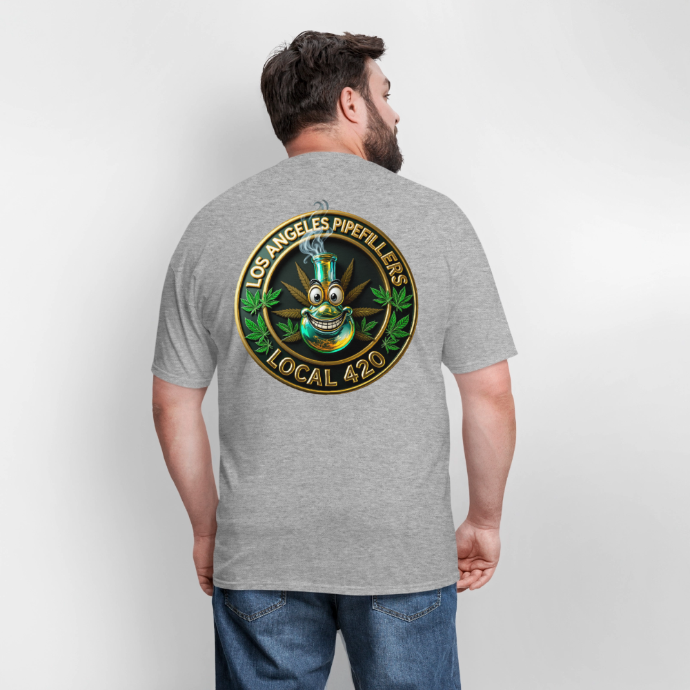 LOS ANGLES PIPEFILLERS LOCAL 420 2 EMBLEM Men's T-Shirt - heather gray