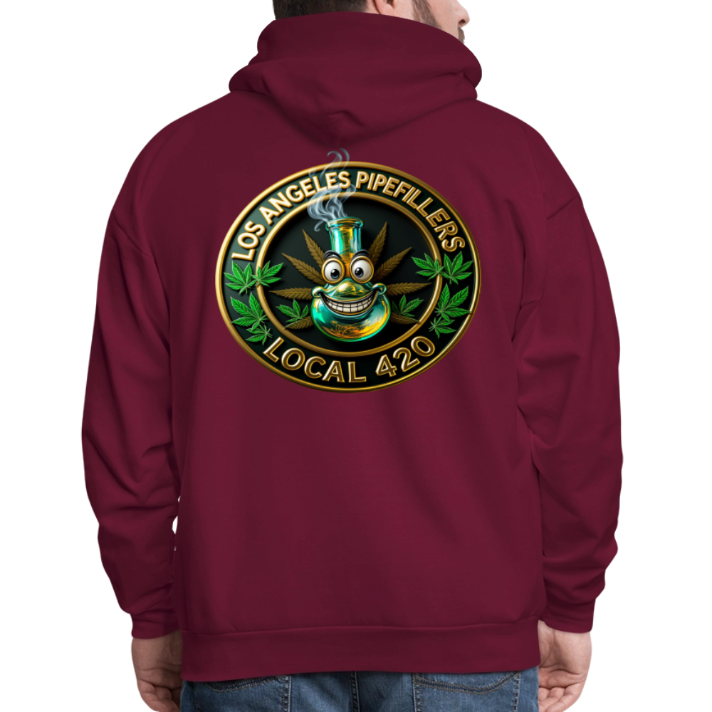 LOS ANGLES PIPEFILLERS LOCAL 420 2 EMBLEM Men's Hoodie - burgundy
