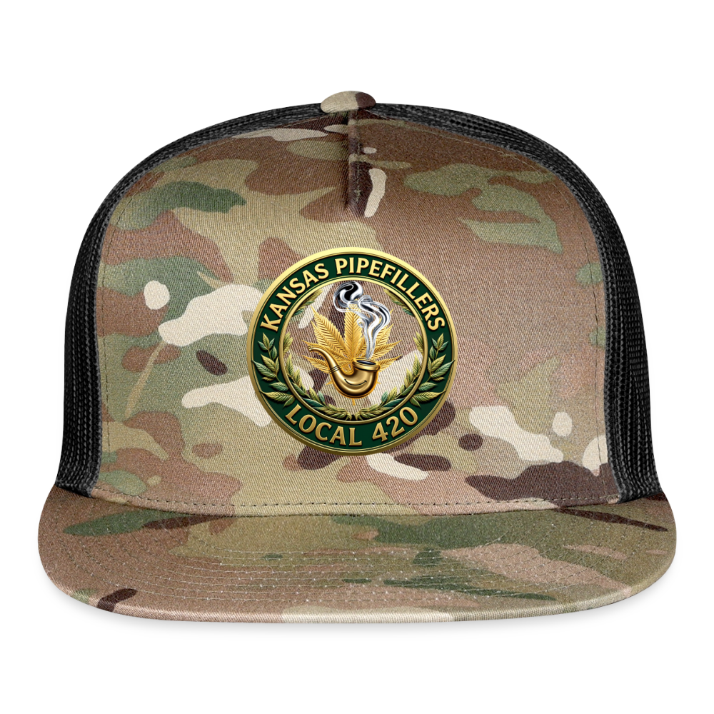 KANSAS PIPEFILLERS LOCAL 420 CAMO Trucker Hat - MultiCam\black