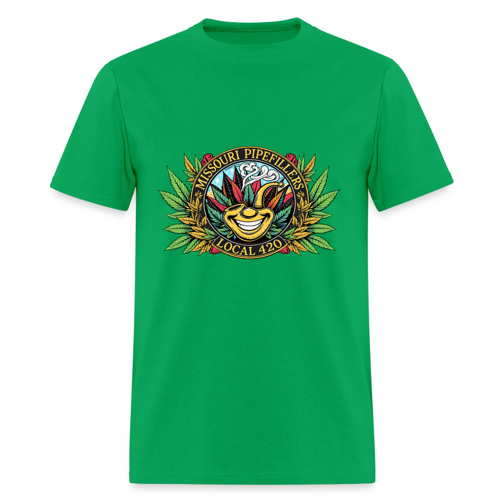 MISSOURI PIPEFILLERS LOCAL 420  F/B DESIGNS  Men's T-Shirt - bright green