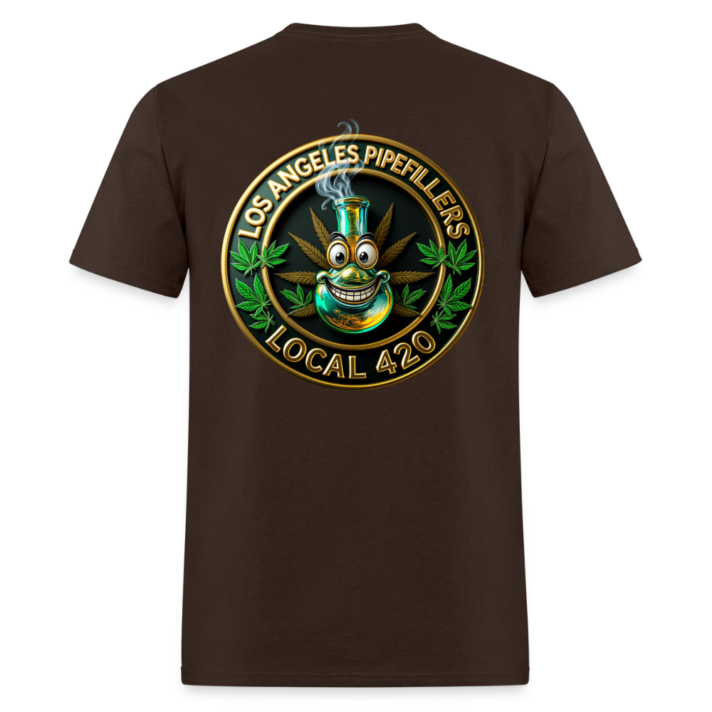LOS ANGELES PIPEFILLERS LOCAL 420 F/B DESIGNS Men's T-Shirt - brown