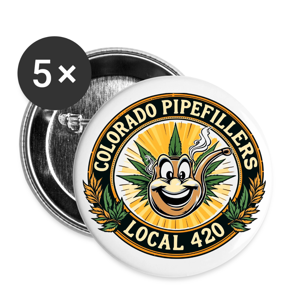 COLORADO PIPEFILLERS LOCAL 420 Union Buttons small 1'' (5-pack) 2 - white
