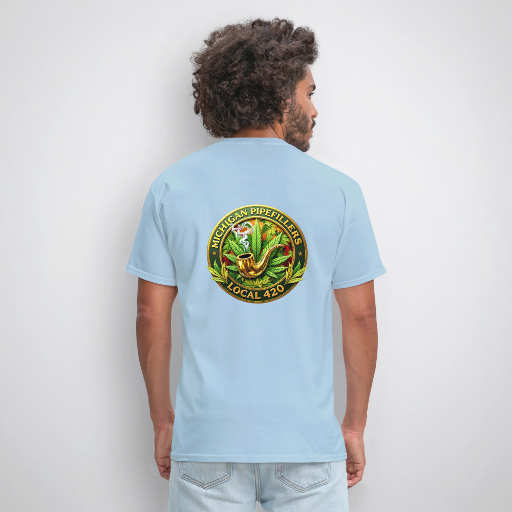 MICHIGAN PIPEFILLERS LOCAL 420 F/B DESIGN Men's T-Shirt - powder blue