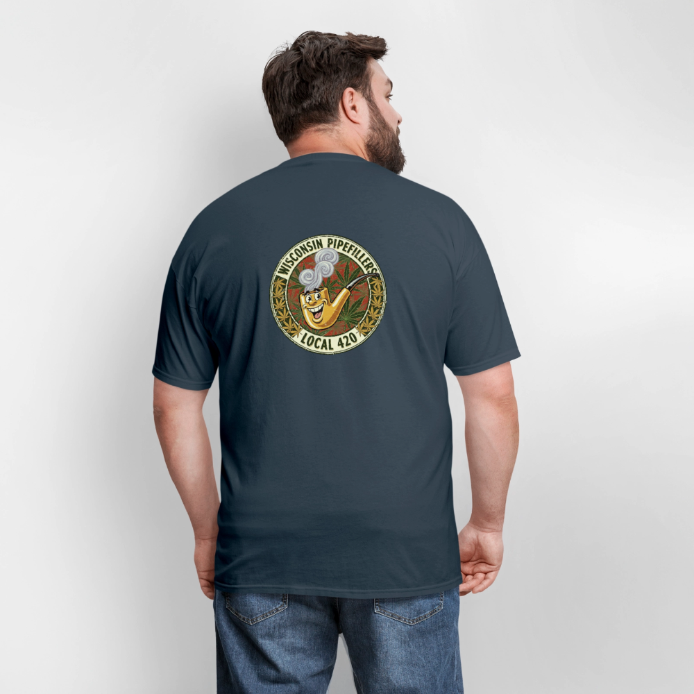 WISCONSIN PIPEFILLERS LOCL 420 F/B DESIGN Men's T-Shirt -  blue dusk