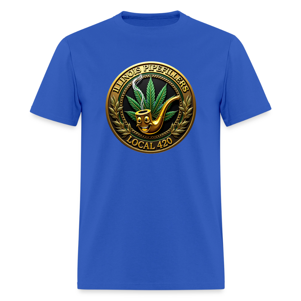 ILLINOIS PIPEFILLERS LOCAL 420 F/B EMBLEMS Men's T-Shirt - royal blue
