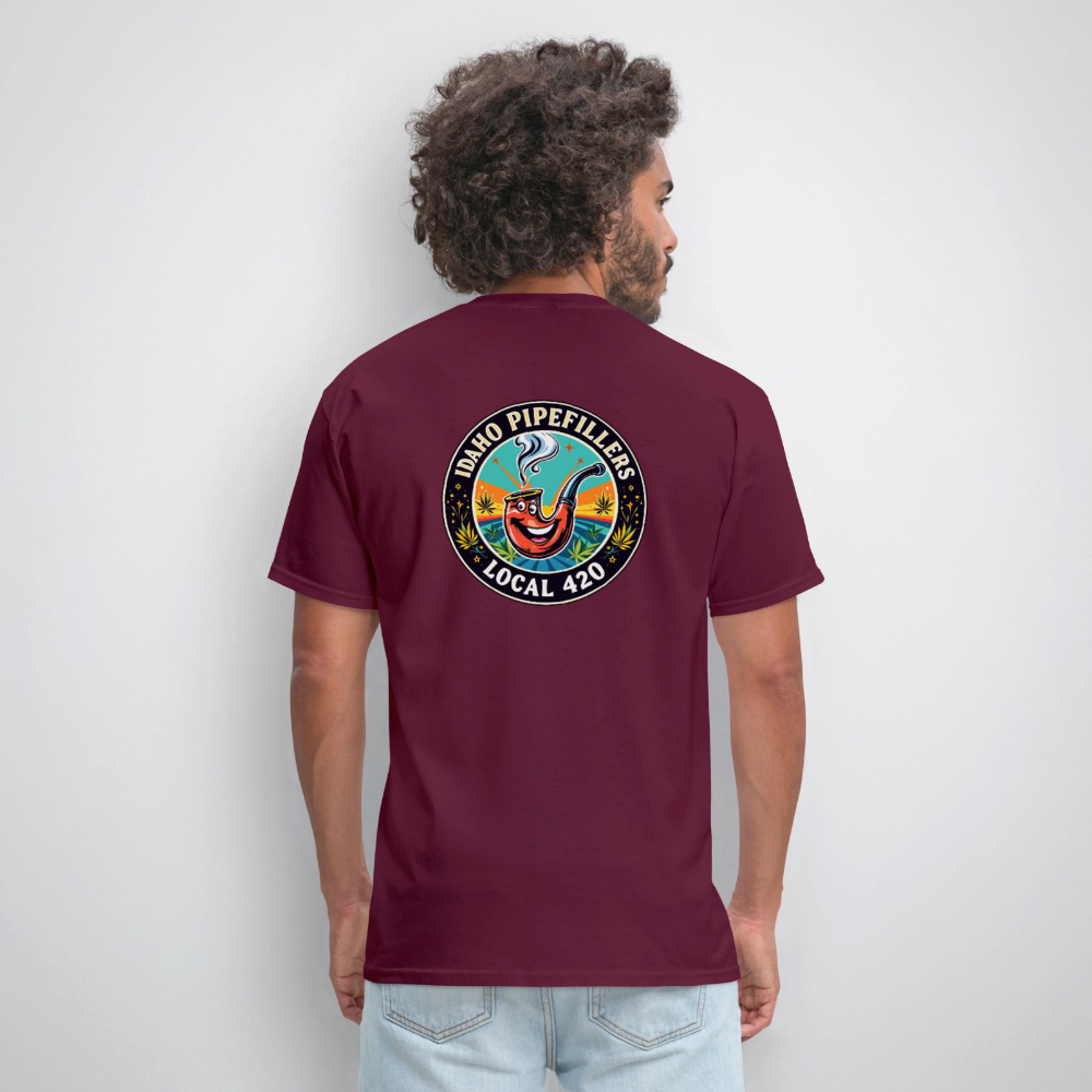 IDAHO PIPEFILLERS LOCAL 420 F/B DESIGN Men's T-Shirt - burgundy