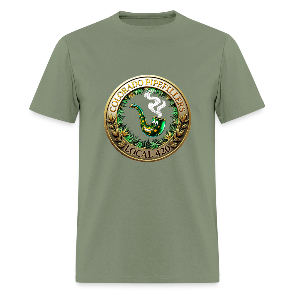 COLORADO PIPEFILLERS LOCAL 420 F/B EMBLEMS Men's T-Shirt - military green