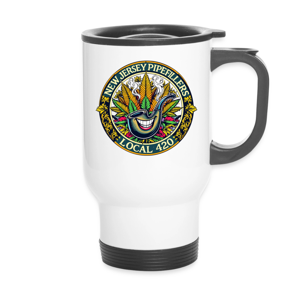 NEW JERSEY PIPEFILLERS LOCAL 420 Union Travel Mug - white