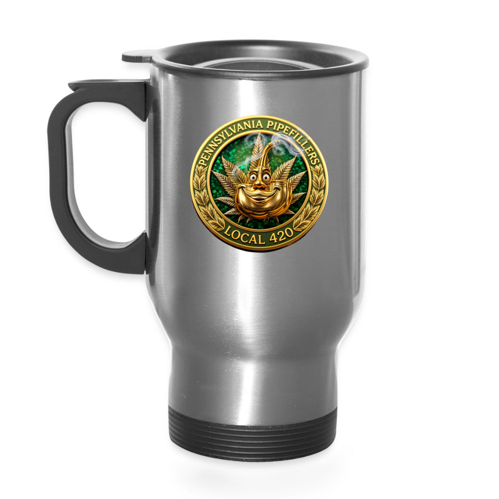 PENNSYLVANIA PIPEFILLERS LOCAL 420 14oz Stainless Steel Travel Mug - silver