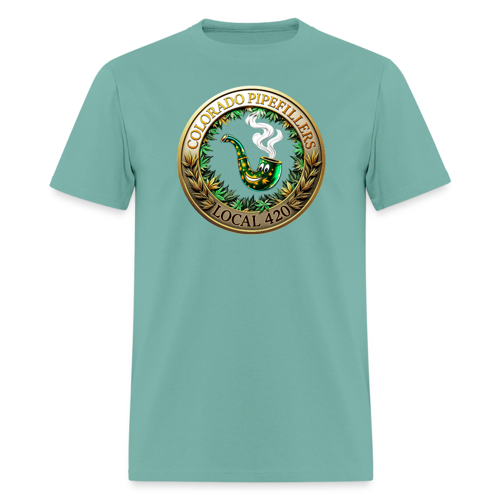 COLORADO PIPEFILLERS LOCAL 420 F/B EMBLEMS Men's T-Shirt - aquatic