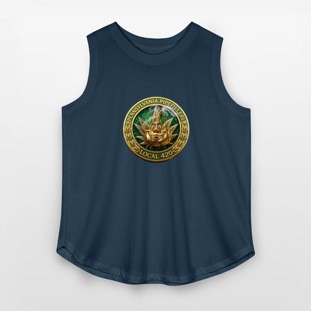PENNSYLVANIA  PIPEFILLERS LOCAL 420 Women's Curvy Relaxed Tank Top - denim