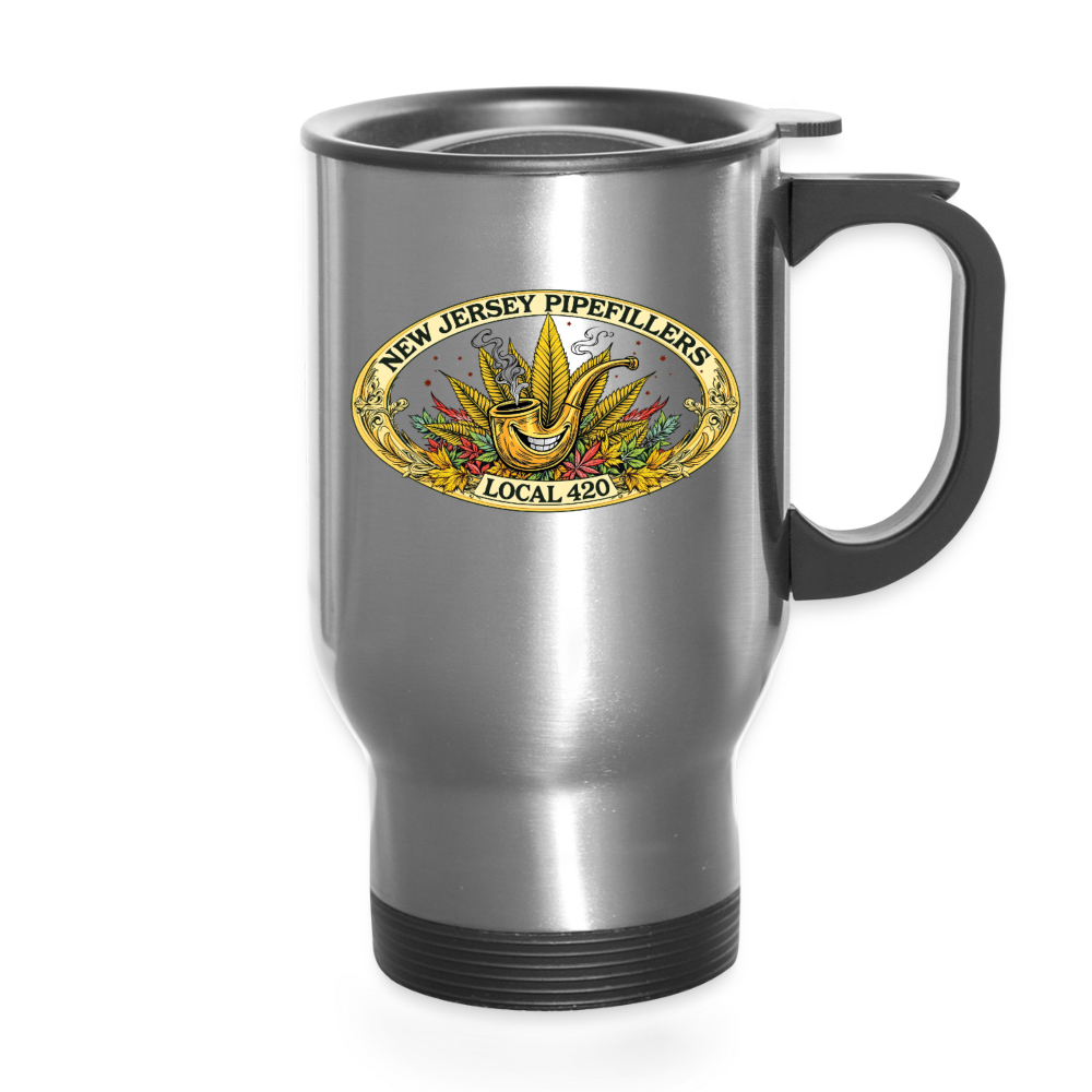 NEW JERSEY PIPEFILLERS LOCAL 420 14oz Travel Travel Mug - silver