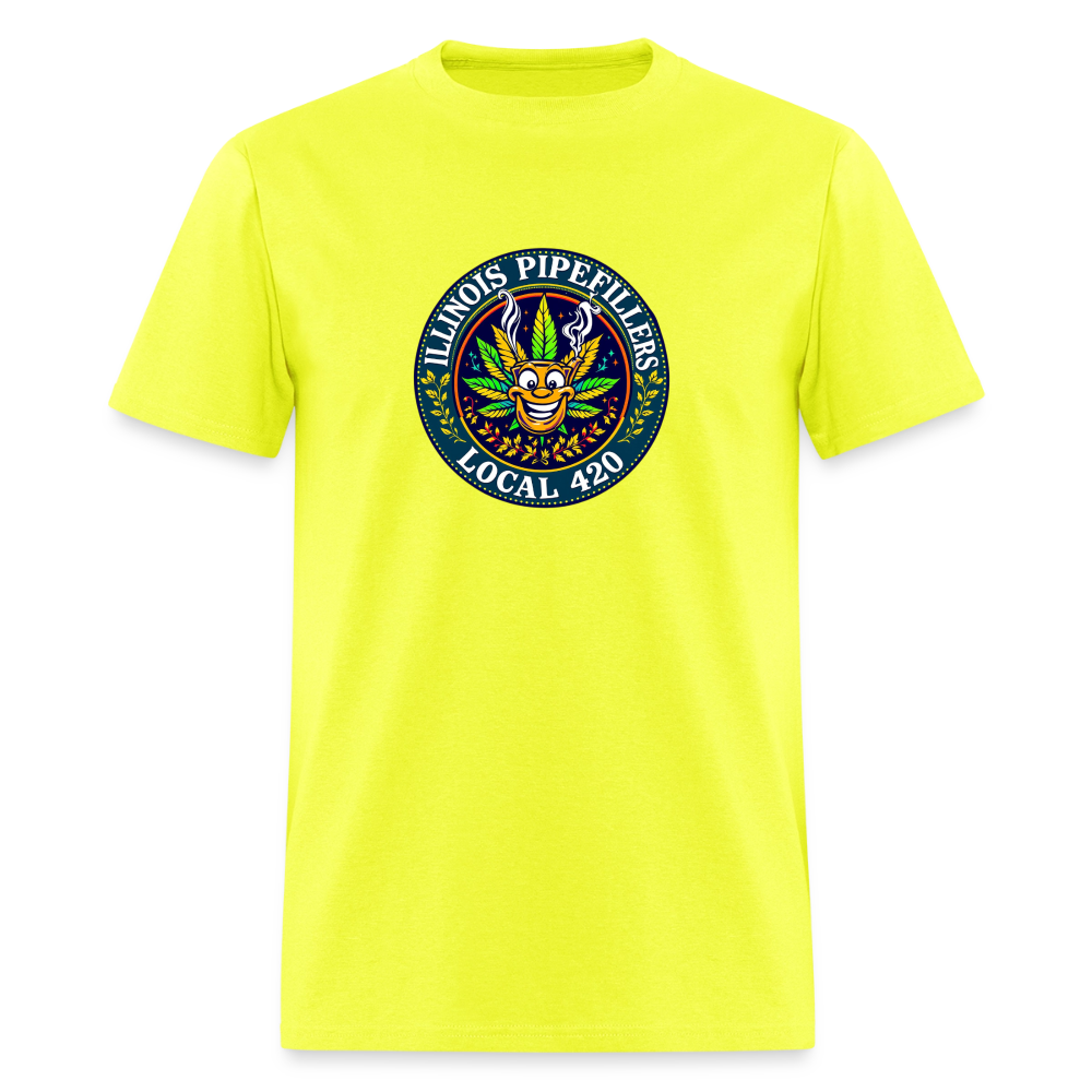 ILLINOIS PIPEFILLERS LOCAL 420 F/B DESIGN Men's T-Shirt - safety green