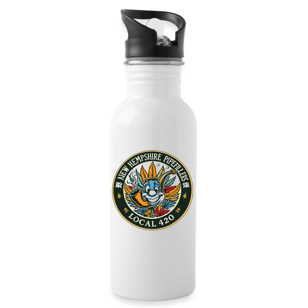 NEW HEMPSHIRE PIPEFILLERS LOCAL 420 Water Bottle - white
