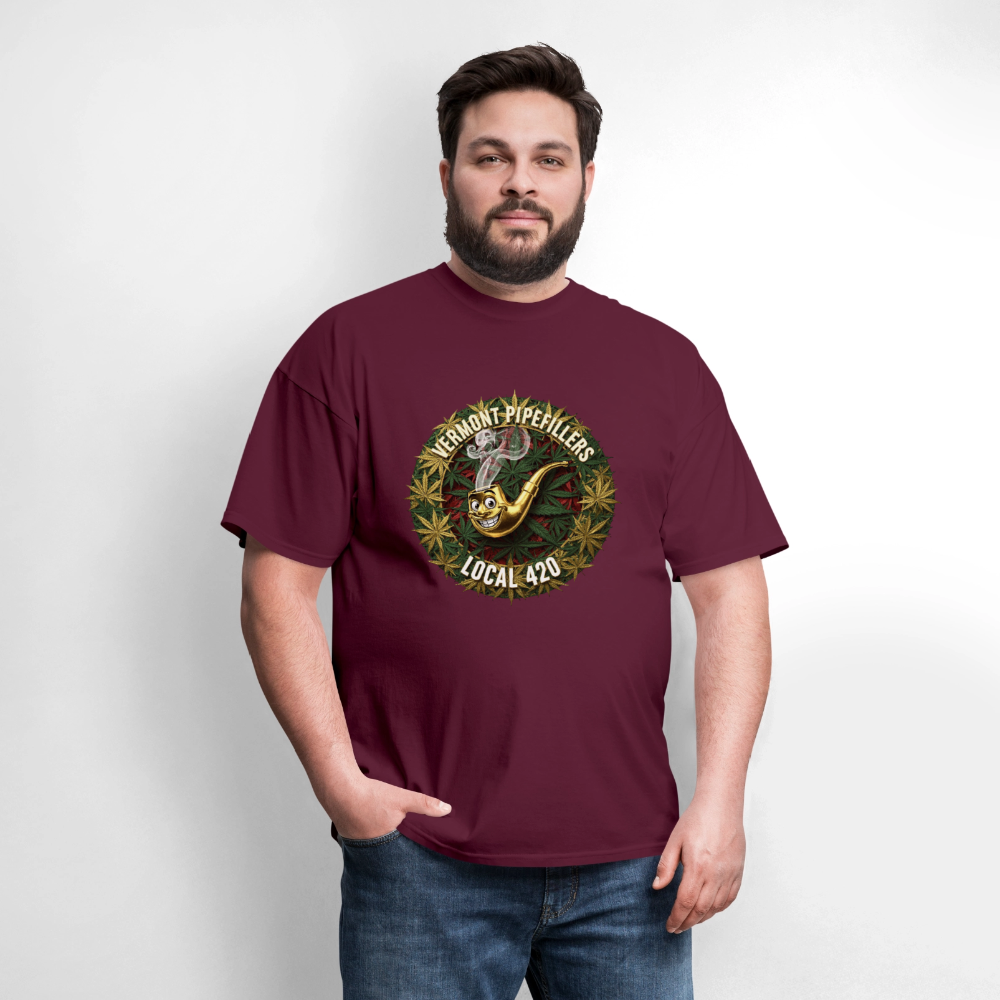 VERMONT PIPEFILLERS LOCAL 420  F/B DESIGN Men's T-Shirt - burgundy