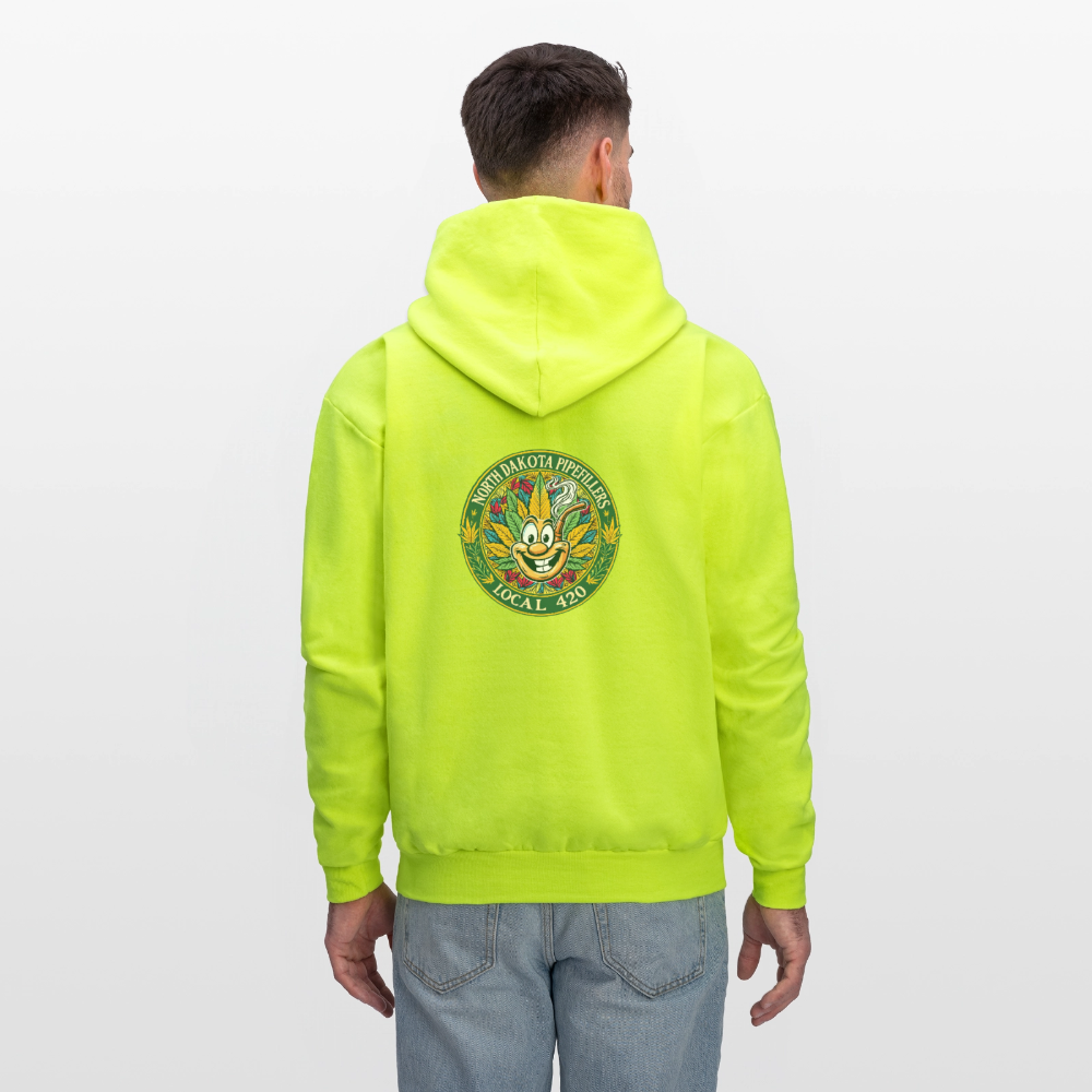 NORTH DAKOTA PIPEFILLERS LOCAL 420 F/B 2 DESIGNS Men's Hoodie - safety green