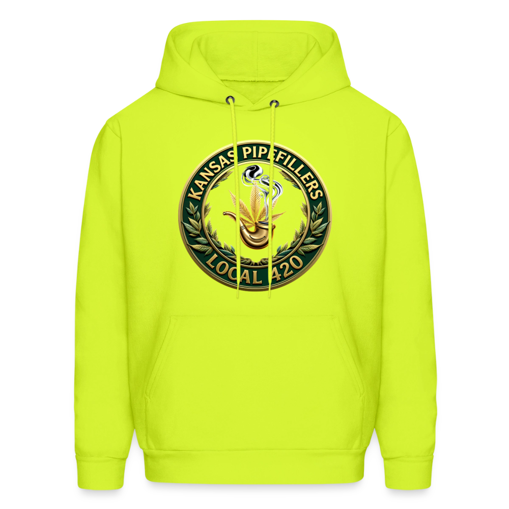 KANSAS PIPEFILLERS LOCAL 420 F/B DESIGNS Men's Hoodie - safety green