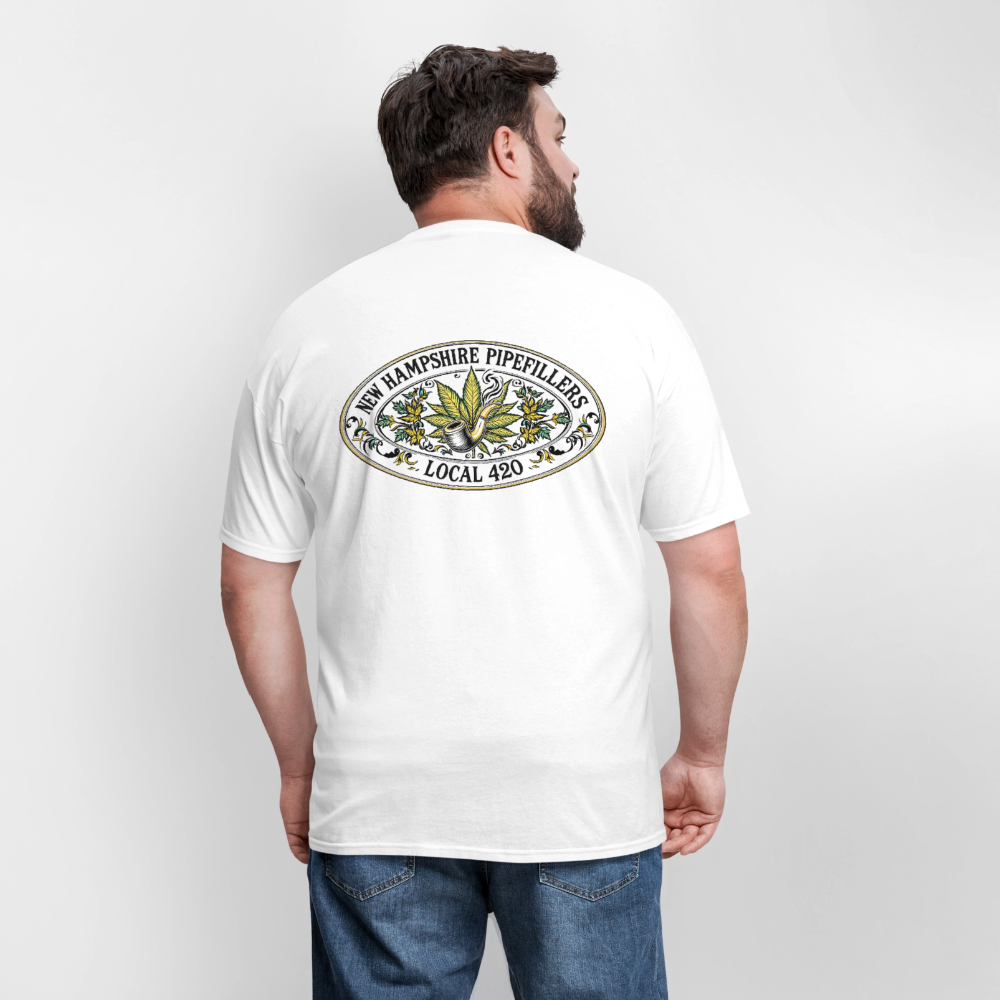 NEW HAMPSHIRE PIPEFILLERS LOCAL 420 2 EMBLEM Men's T-Shirt - white