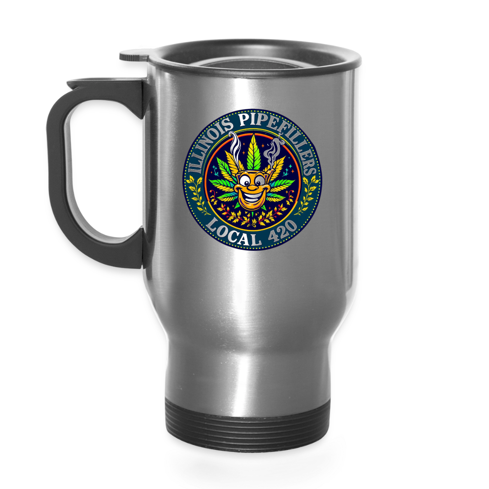 ILLINOIS PIPEFILLERS LOCAL 420 14oz Stainless Steel Travel Mug - silver