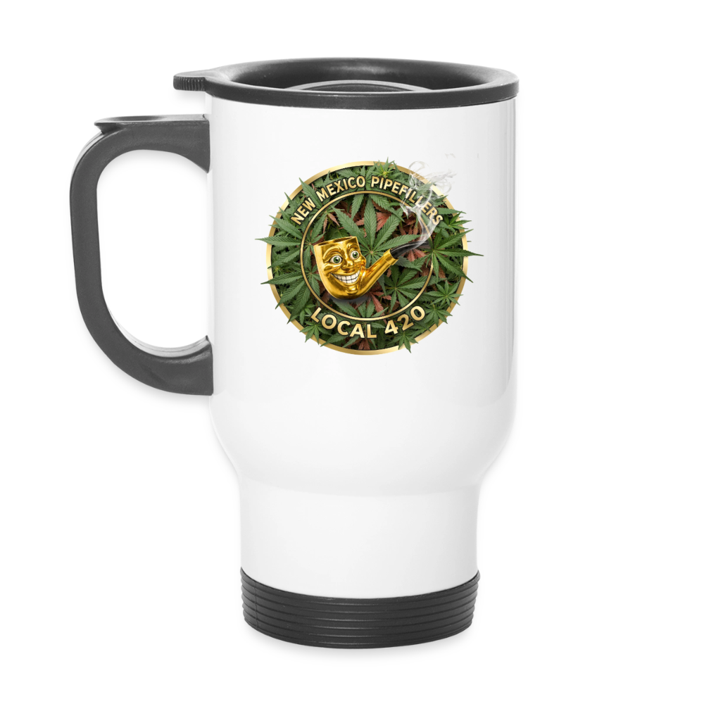 NEW MEXICO PIPEFILLERS LOCAL 420 14oz Stainless Steel Travel Mug - white