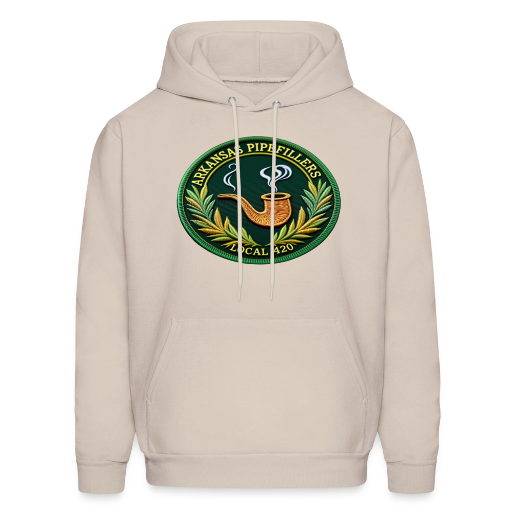 ARKANSAS PIPEFILLERS LOCAL 420 F/B EMBLEMS  Men's Hoodie - Sand