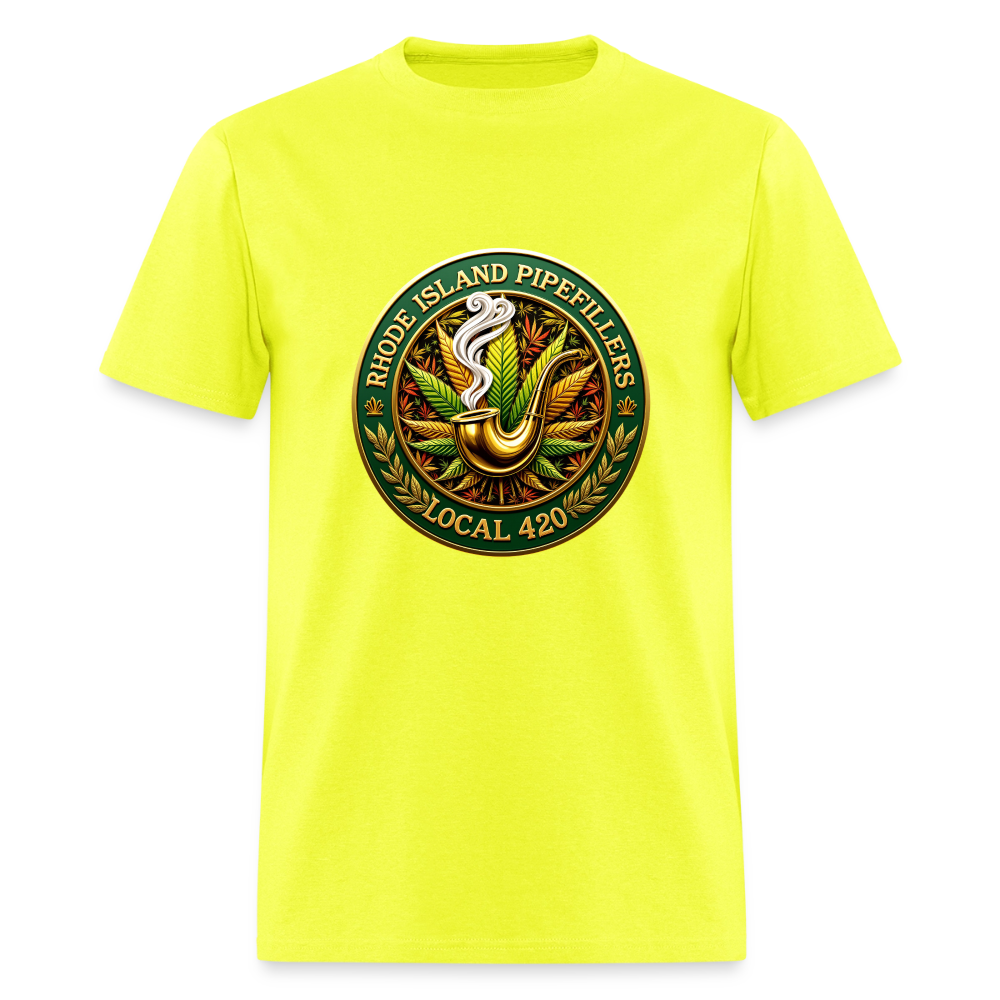 RHODE ISLAND PIPEFILLERS LOCAL 420 F/B DESIGNS Men's T-Shirt - safety green