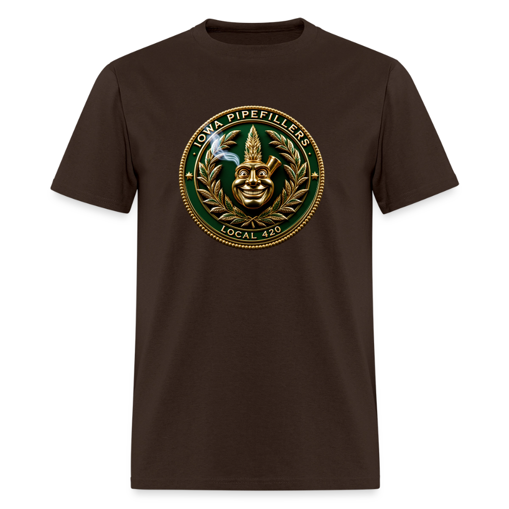 IOWA PIPEFILLERS LOCAL 420 F/B DESIGN Men's T-Shirt - brown