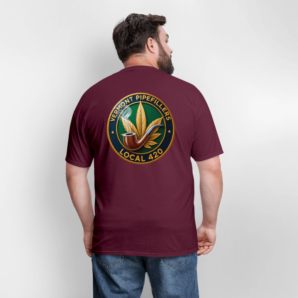 VERMONT PIPEFILLERS LOCAL 420 2 EMBLEM Men's T-Shirt - burgundy