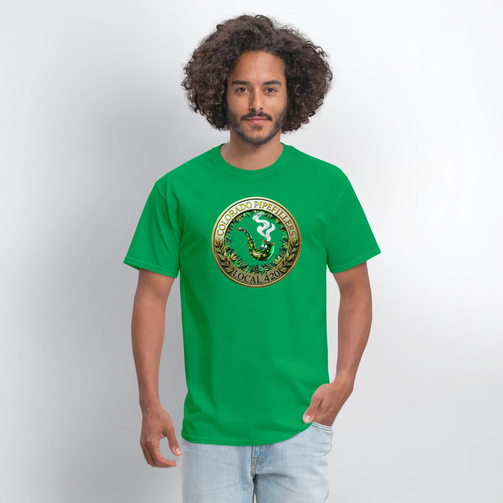 COLORADO PIPEFILLERS LOCAL 420 F/B EMBLEMS Men's T-Shirt - bright green