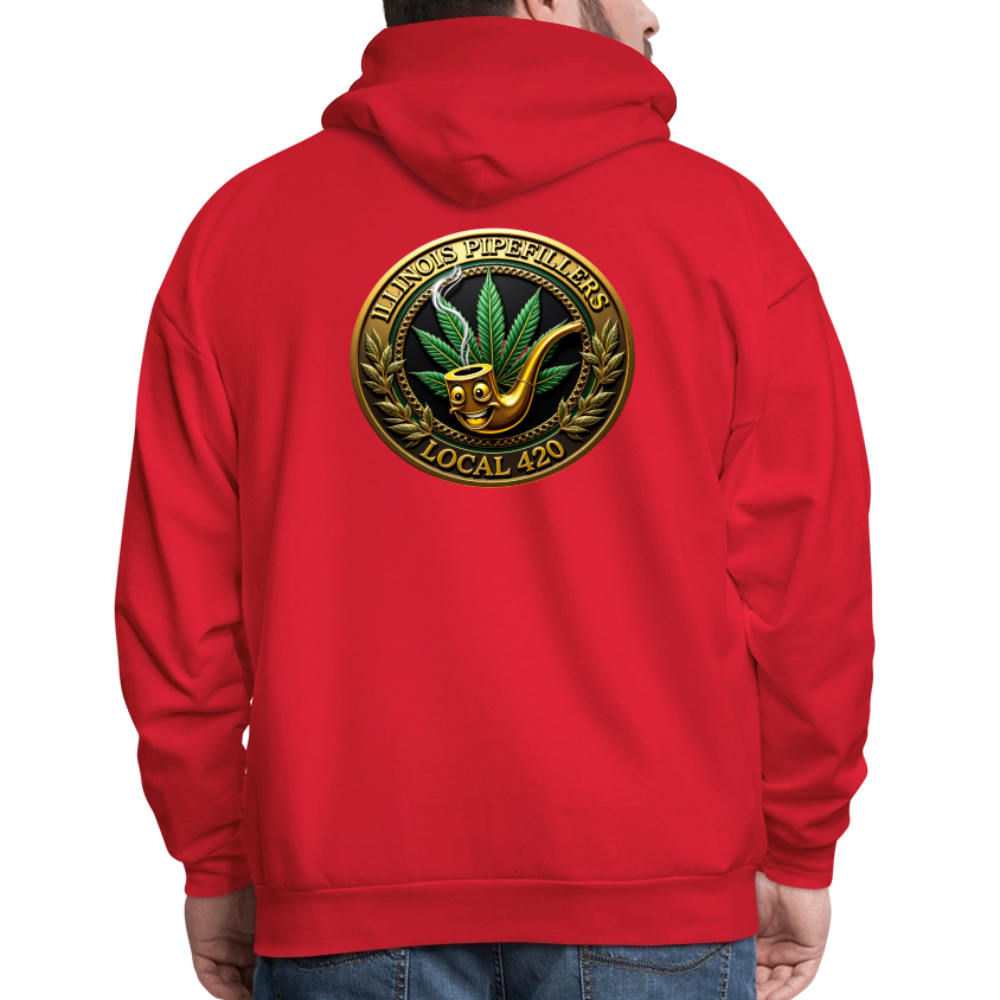 ILLINOIS PIPEFILLERS LOCAL 420 F/B EMBLEMS Men's Hoodie - red