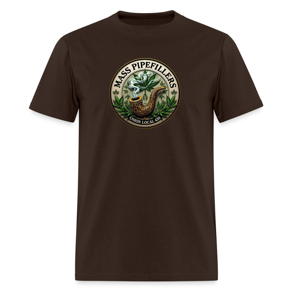 MASS PIPEFILLERS LOCAL 420 2 EMBLEM Men's T-Shirt - brown