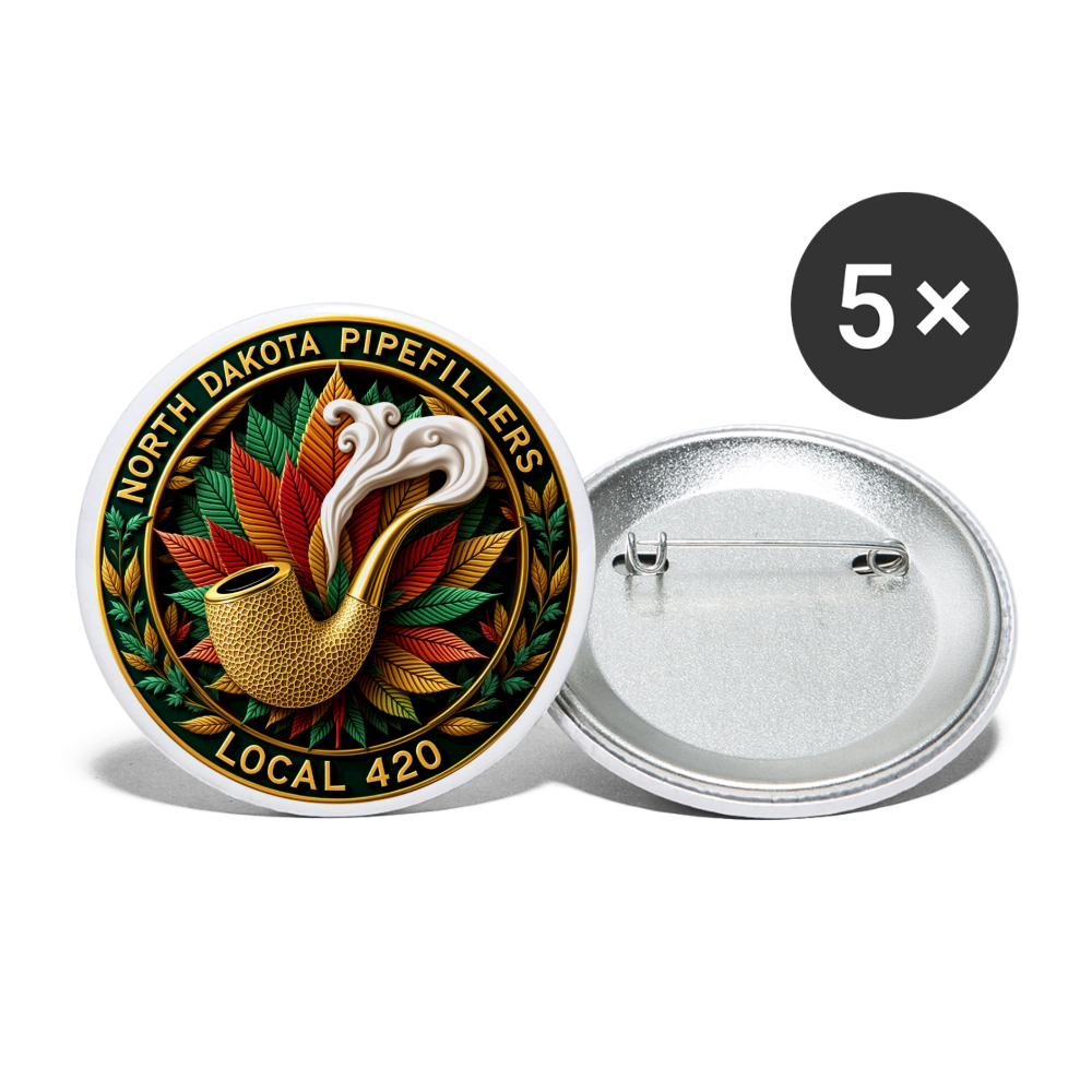 NORTH DAKOTA PIPEFILLERS LOCAL 420 Union Buttons small 1'' (5-pack) - white