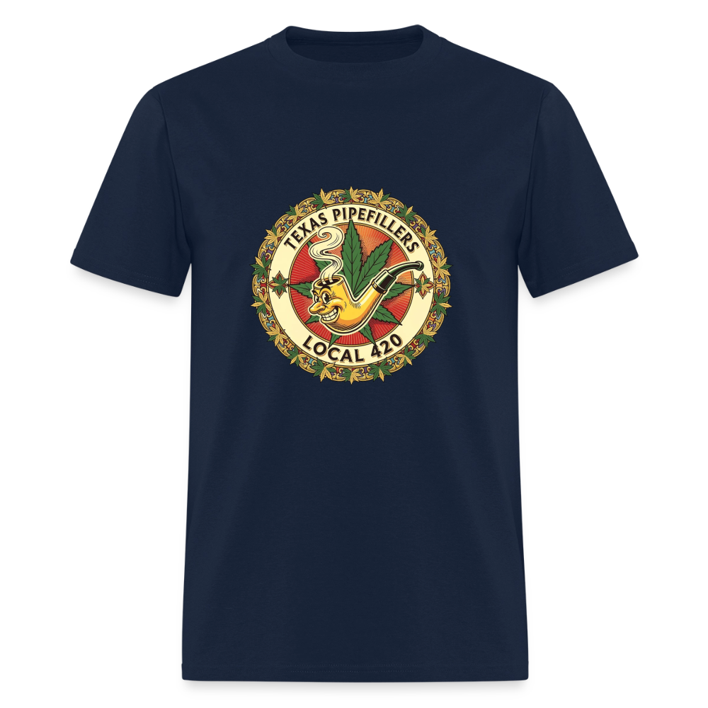 TEXAS PIPEFILLERS LOCAL 420  Men's T-Shirt - navy
