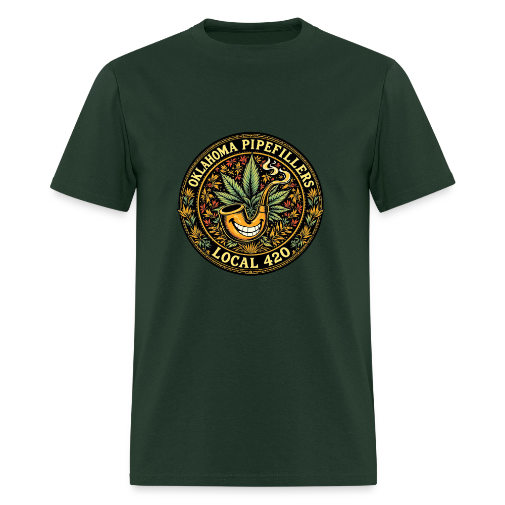 OKLAHOMA PIPEFILLERS LOCAL 420  F/B DESIGNS Men's T-Shirt - forest green