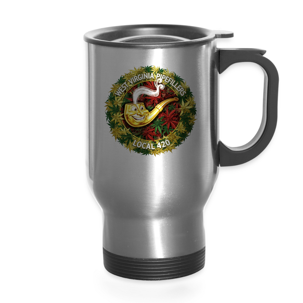 WEST VIRGINIA PIPIEFILLERS LOCAL 420 14oz Stainless Steel Travel Mug - silver