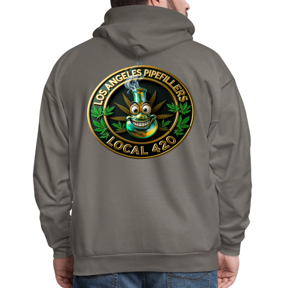 LOS ANGLES PIPEFILLERS LOCAL 420 2 EMBLEM Men's Hoodie - asphalt gray