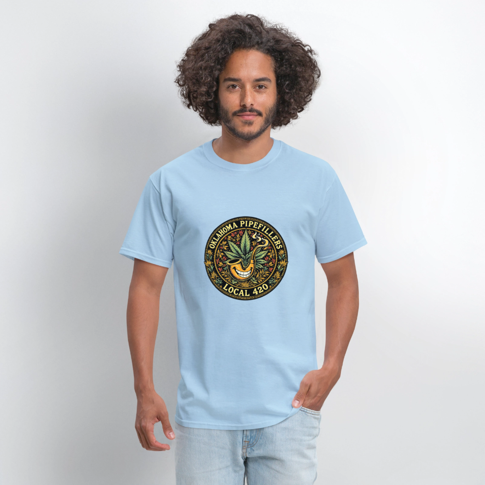 OKLAOMA PIPEFILLERS LOCAL 420  Men's T-Shirt - powder blue