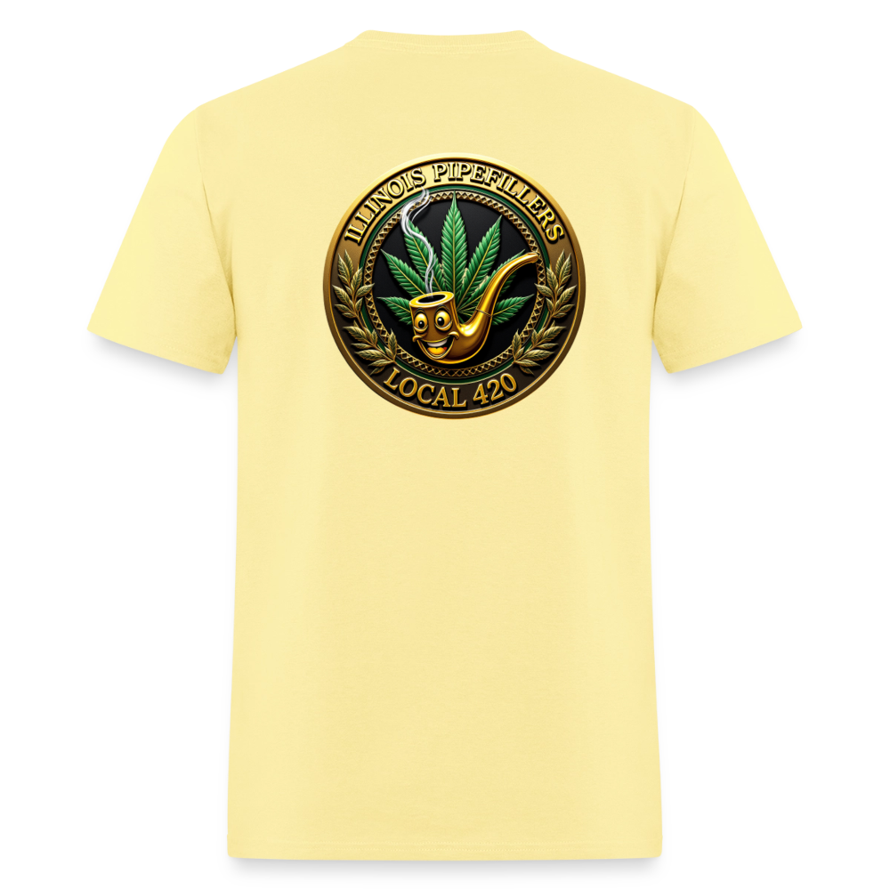 ILLINOIS PIPEFILLERS LOCAL 420 F/B EMBLEMS Men's T-Shirt - cornsilk